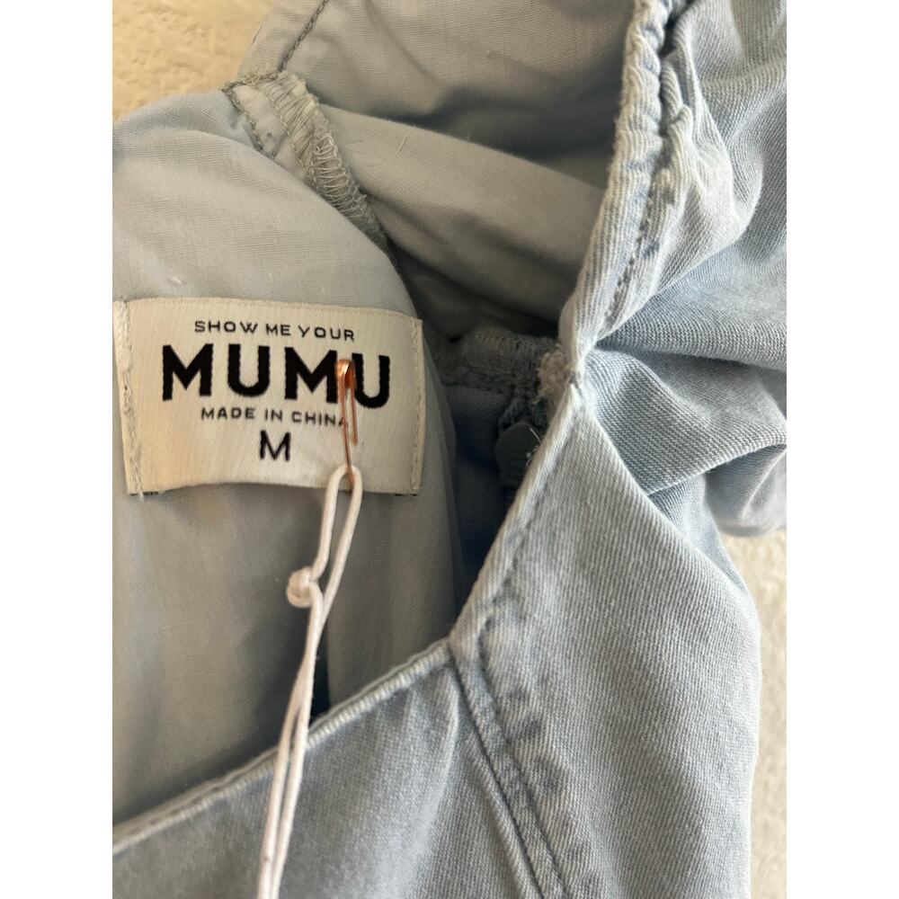 Show Me Your Mumu London Lace Up Denim Dress in Sea Spritz M NWT - Picture 6 of 8